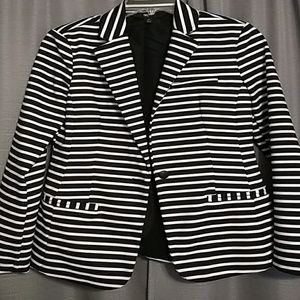 Black and White Striped Blazer